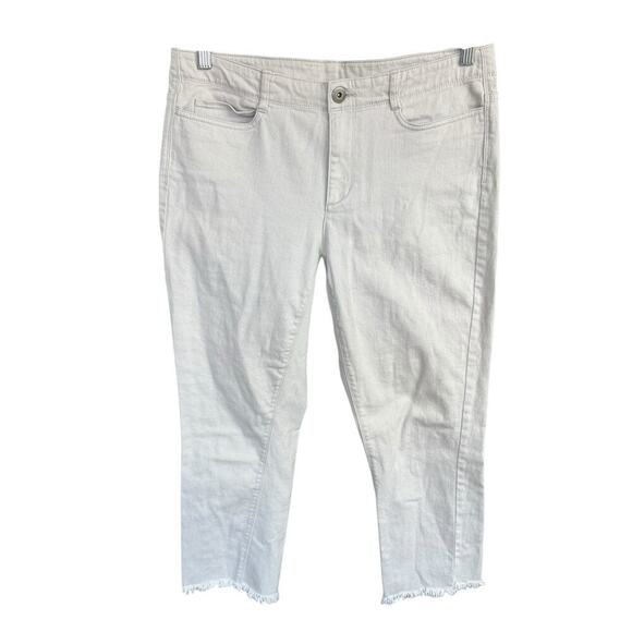 Habitat Stretch Denim Capri Jean 11177 Gull Sz 10 Raw Hem Midrise Coastal Preppy - Picture 1 of 10